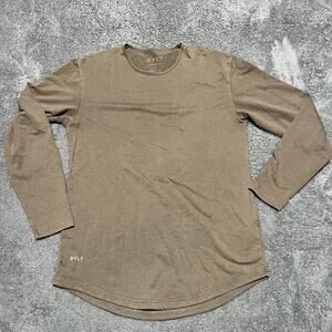 BYLT Drop Cut Long Sleeve Shirt Mens Small Brown Performance Athletic Pullover